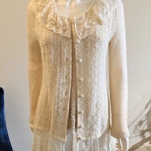 Pearl and Lace Long Cardigan